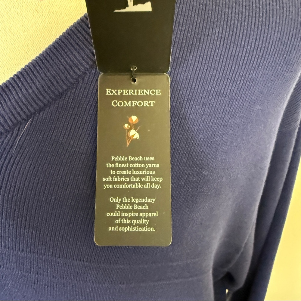 NWT - Pebble Beach Men’s V Neck Cotton Sweater | Size XL | Navy - Picture 5 of 10